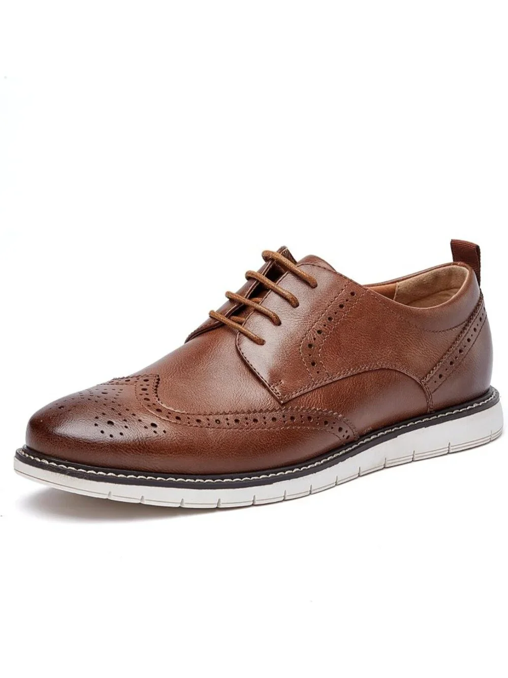 Men's Brown Wingtip Casual Leather Lace Up Fit Brogue Oxford Office Dress Shoes